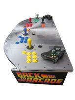 1180 4-player, yellow buttons, green buttons, blue buttons, red buttons, orange buttons, orange trackball, silver trim, back to the future, outatime