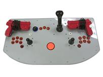 506 2-player, gray, back to the future, tron joystick, orange trackball, lighted, orange buttons