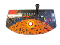 526 2-player, space invaders, blue buttons, orange trackball, orange buttons, red buttons, tron joystick
